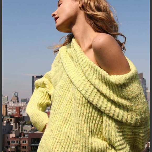 Free People Leo Tunic Sweater Zested Lime SAMPLE - Picture 2 of 16